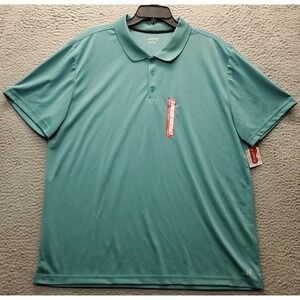BCG Polo Shirt Men 2XL Green Polyester Performance Short Sleeve Slit Logo Collar